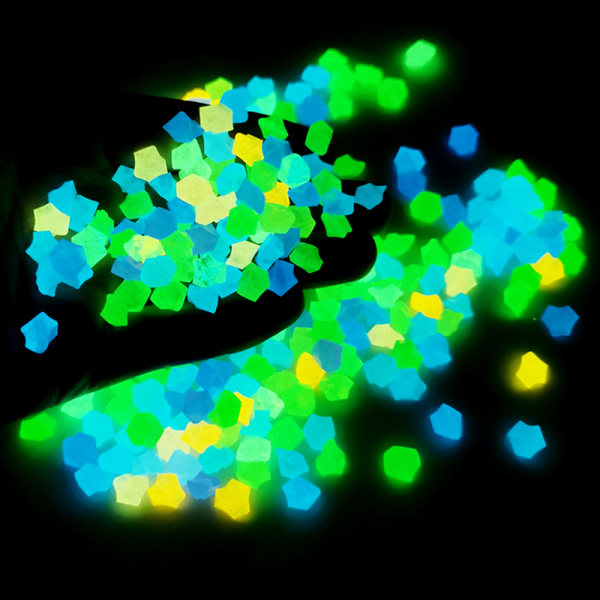 300 stk Hagedekorasjon luminescerende steiner Glød i mørke dekorative småstein A3