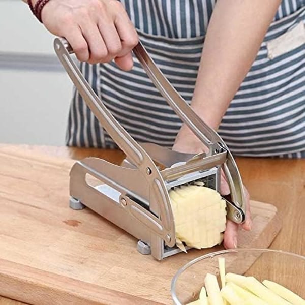 Manuell potatisskärare i rostfritt stål, pommes fritesskärare, potatischipsmaskin