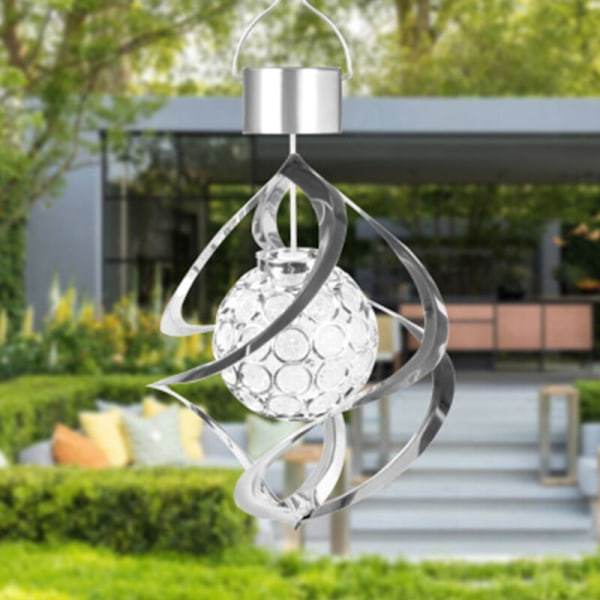 Solcelledrevet LED-vindmølle Farveskiftende lampe Udendørs hængende vindspil Lys til have gårdsplads balkon veranda dekoration