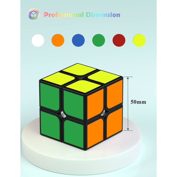 2X2 Speed Cube, QiDi Original 2X2X2 Cube Super-Durable Sticker med levande färger (2x2x2)