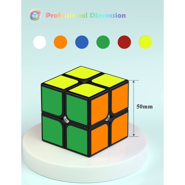 2X2 Speed ​​Cube, QiDi Original 2X2X2 Cube Super-slitesterk klistremerke med livlige farger (2x2x2)