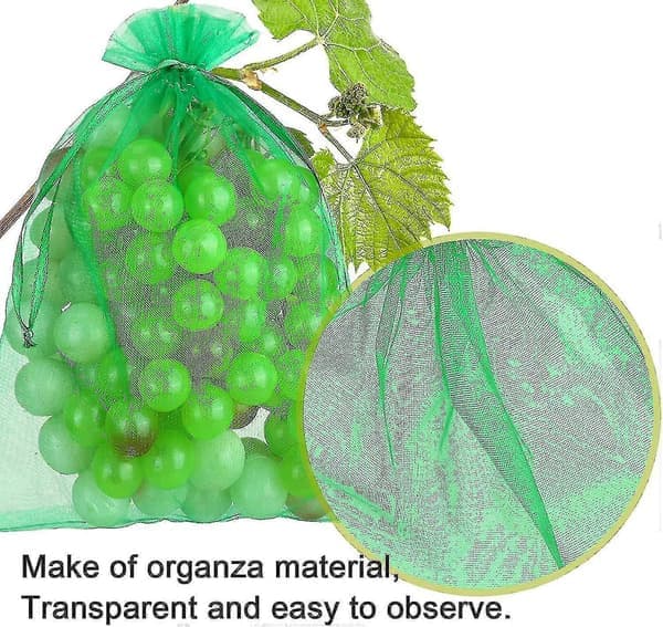 Organza pose til grapefrugt med snoretræk - 100 stk. beskyttelsespose 30x20cm/23x17cm Grå 25*35 cm Grå Grey 25*35 cm
