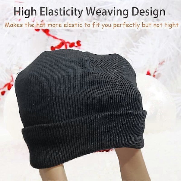 Vinter Beanie Hat til Mænd, Termisk Strikket Hat, Uldhat, Varmt og Åndbart, Sort