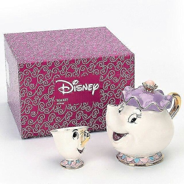Tecknad Skönheten och Odjuret Tekanna Mugg Mrs Potts Chip Tekanna Kopp Ett Set
