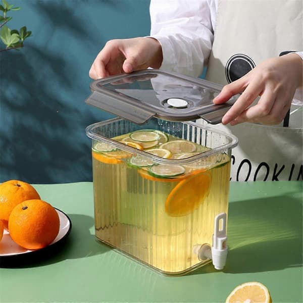 Liten Drikkedispenser Plast Kjøleskap Drikkedispenser Vanntank Ismelk Limonade 3,5L Beholder
