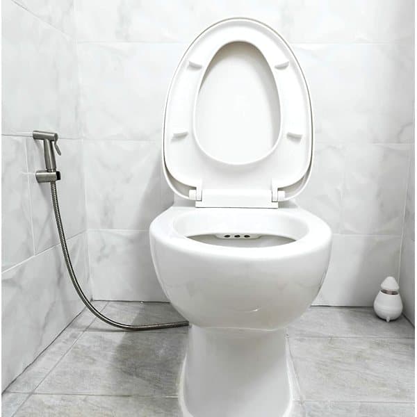 Bidee-WC-setti käsisuihkulla - Käsibideesuihku - WC-suihkupää letkulla + teräspidike + 2 tiivistettä