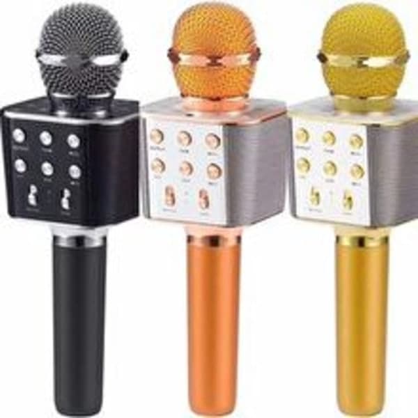 LAGERSALG KTV bluetooth mikrofon karaoke indbyggede højttalere WS1688 original guld