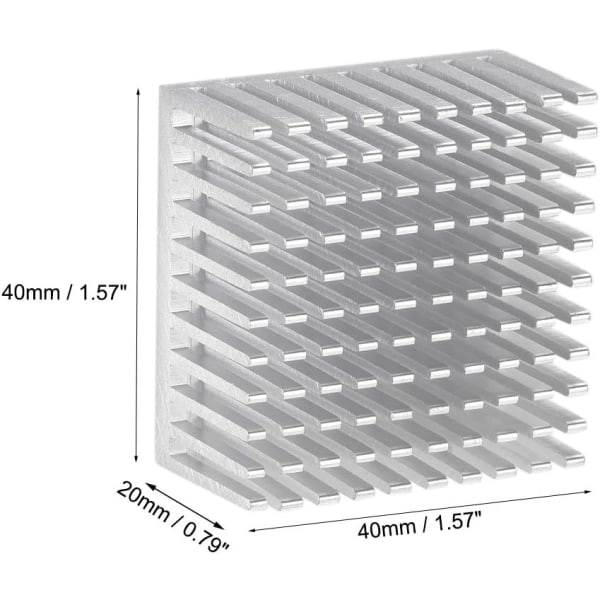 Elektroniske radiatorer Heatsink til MOS GPU IC Chip Sølv 40 x 40 x 20 mm 4 stk.