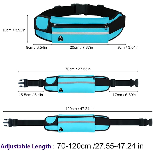 Juokseva vyölaukku Fanny Pack Vedenpitävä Flip-vyö Säädettävä Kuntoiluvöiden vyölaukku, joka sopii miehille ja naisille ulkoilmaan, kuntosalille, urheiluun ja matkustamiseen Blue