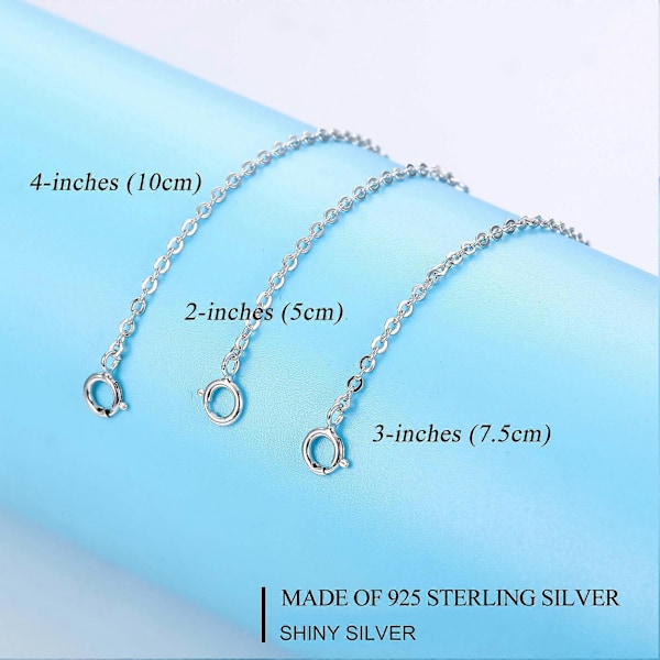 925 sterling hopea pidennyket ketju naisille, ketjun pidennykset kaulakorujen ja rannekkeiden pidentämiseen