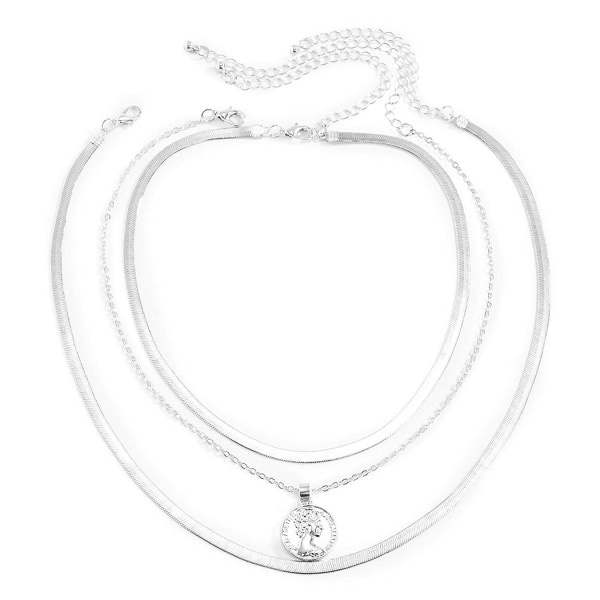 Punk Multilayer Halskæde Stjerne Slange Knogle Link Multilayer Choker Halskæde Lag Papirclips Halskæde Kæde Smykker silver D