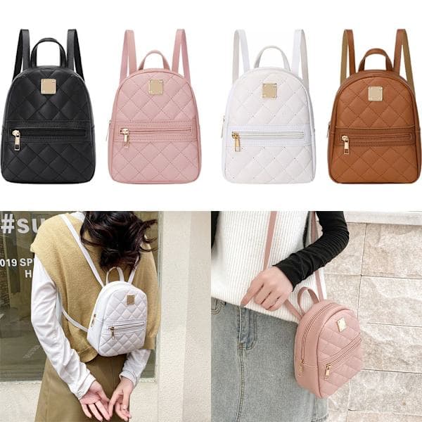 PU Læder Skulder Mini Lille Rygsæk Multi-Funktion white
