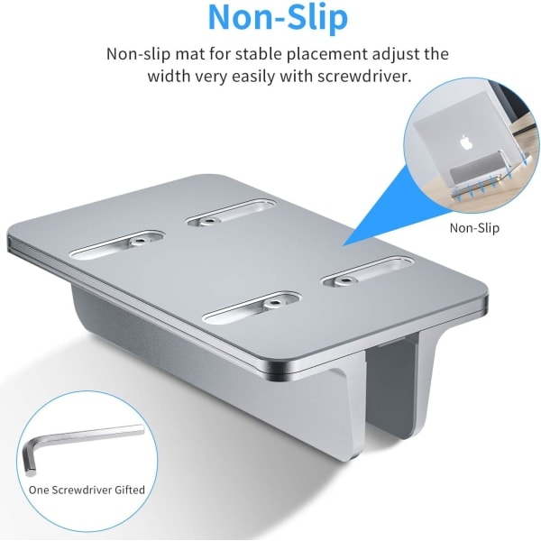 Vertikal Laptop Stativ, Aluminium Laptop Stativ, Justerbar Skrivebords Laptop Stativ silver