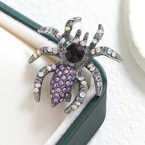 IC Retro Rhinestone Spider Brosje Pin Creative Insect Brooches Clo Purple
