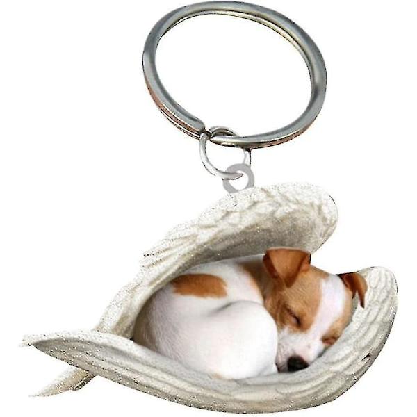2 st Angel Sovande Hund Akryl Nyckelringar Hängsmycken Heminredning Prydnader Kontorsmaterial Presenter A Jack Russell Terrier