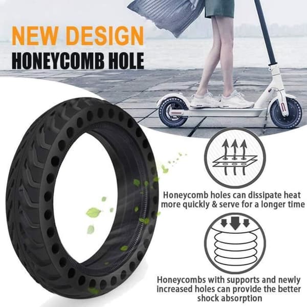 Pneu Solid Däck för Xiaomi M365/M365 Pro/M365 Pro 2/1S, Hårt Honeycomb-hjul, Punkteringsfritt, Halkfritt, Solid 8,5 tum Fram/Bak