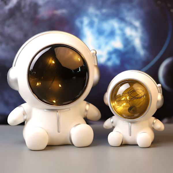Astronaut Spargris Rymdman Nattlampa Dubbel Användning Sparbössa Prydnad Stor Kapacitet Pojkar Flickor Spargris Pengar Box S White