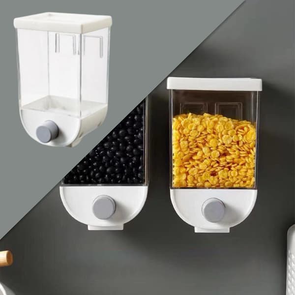 Veggmontert matdispenser Matlagringsbeholder for korn ris tørr mat S