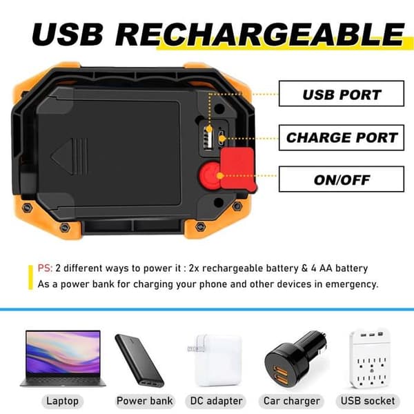 LED-projektori - 30 W - USB-ladattava - 2000 lm - 2 kappaleen sarja