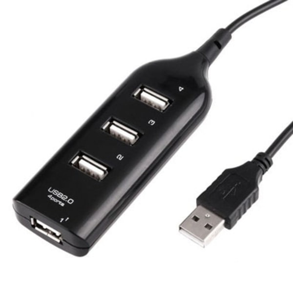 USB 2.0 Hub till 4 portar Svart