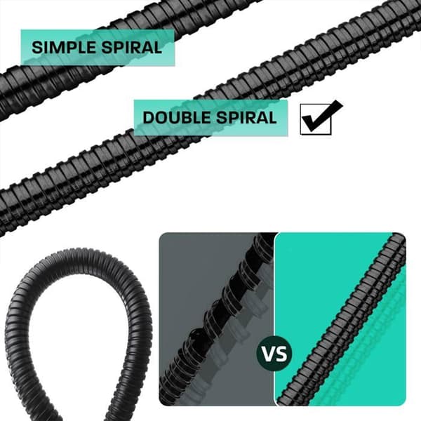 2m sort bruseslange i rustfrit stål, overlegen fleksibilitet, anti-twist, universal, slidstærk, 200cm sort bruseslange