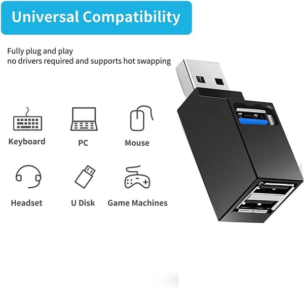 USB-hub, Mini USB 3.0 Hub bærbar adapter Højhastighedsudvidelse Multi USB Hub Splitter Lead Adapterkabel til pc bærbar computer