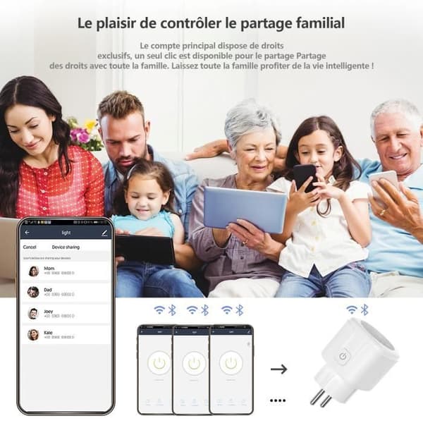 Prise Smart WiFi-plugg + Bluetooth 16A 3520W kompatibel med Alexa, Google Home stemmestyring