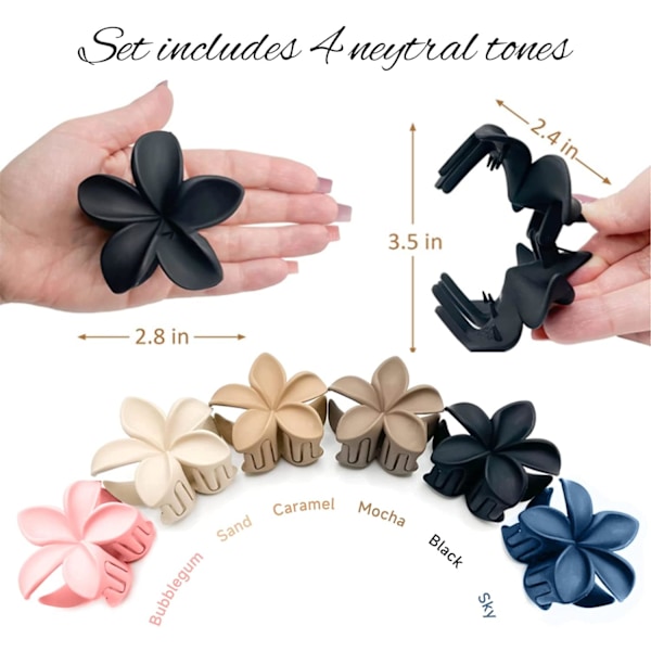 6 stk Blomster Hårklemme Klips Nonslip Matt Hårklemmer for Kvinner Tykt Hår til Tynt Hår Styling Tilbehør Søte Klemme Klips Hårklemme