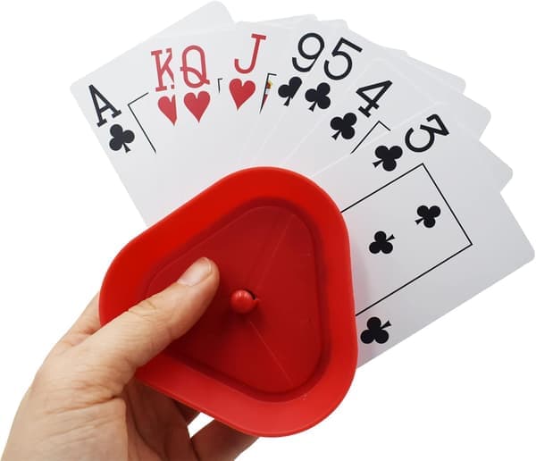 Kortholder til kortspil, trekantformet håndfri holder til pokerstativ, 4 farver, sæt med 4