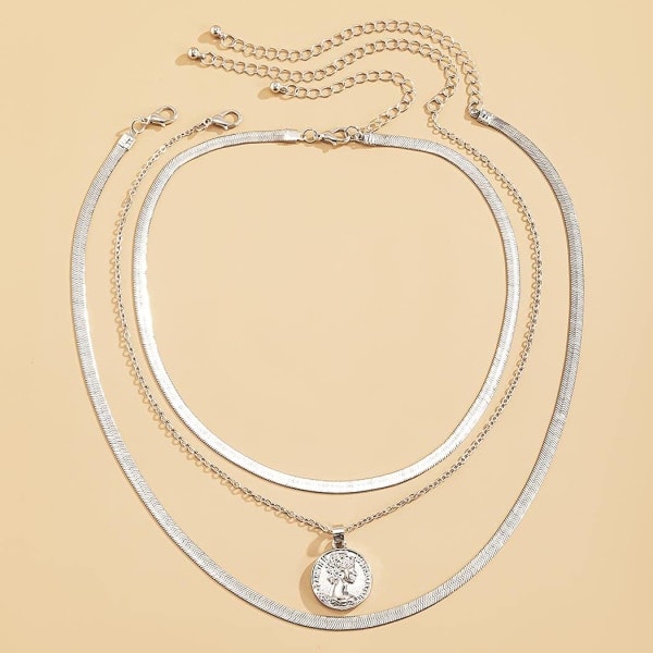 Punk Multilayer Halskæde Stjerne Slange Knogle Link Multilayer Choker Halskæde Lag Papirclips Halskæde Kæde Smykker silver D