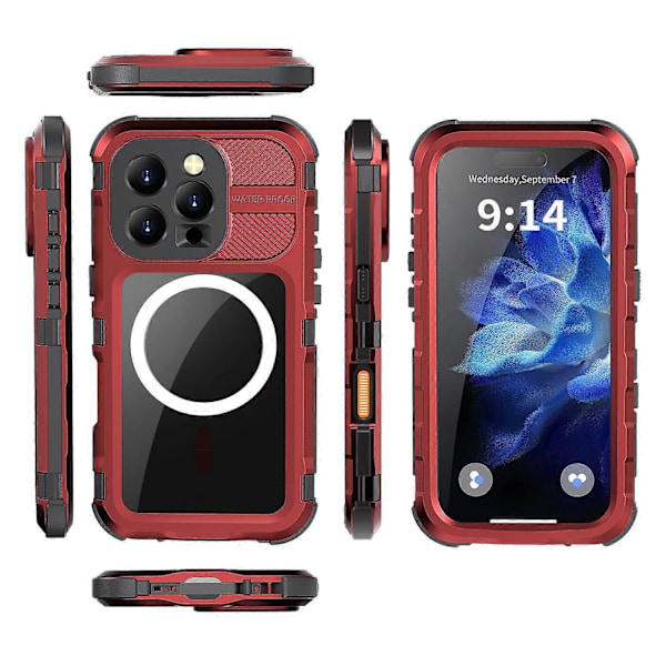 SHELLBOX M Series Vanntett IP68-deksel i Metall for iPhone 16 Pro, Dykke-telefondeksel Kompatibelt Multicolor Style B