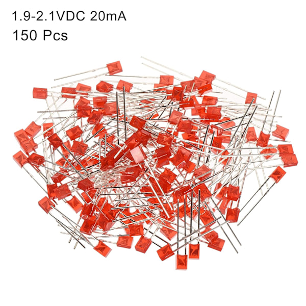 2x3x4mm x LED-lyspære, 150 stk. Rektangulær lysdiode til elektronisk komponentindikator, rød
