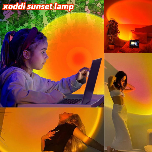 Solnedgångslampa Led-lampor för sovrum med fjärrkontroll, solnedgångsprojektionslampa för estetisk rumsinredning Heminredning och sovrumsinredning 16 färger