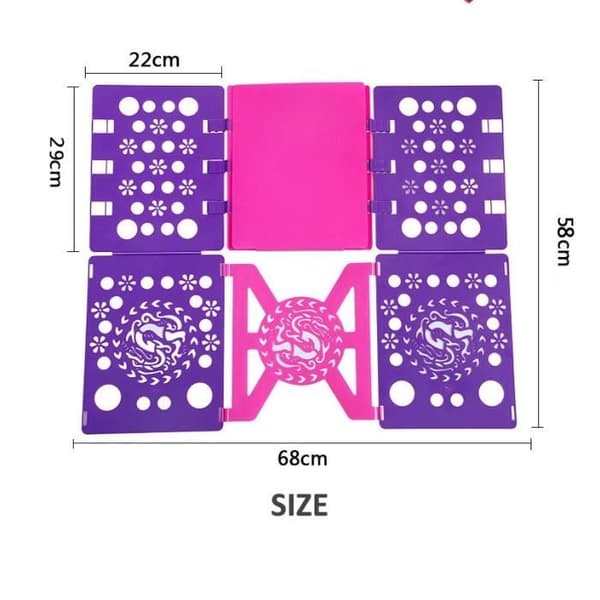 Vasketøjsfoldbræt - Børne- og voksentøjsfolder til skjorter og T-shirts 58*68cm - Lilla og Pink