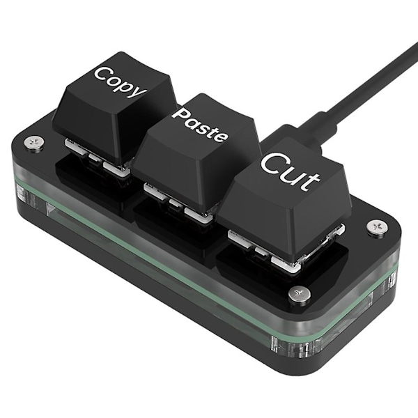 RGB 3-Tast Mini Tastatur Programmerbar Makro Tastatur Type-C Tilpasset Spil Mekanisk Tastatur Til E-sports Spil Tablet Black
