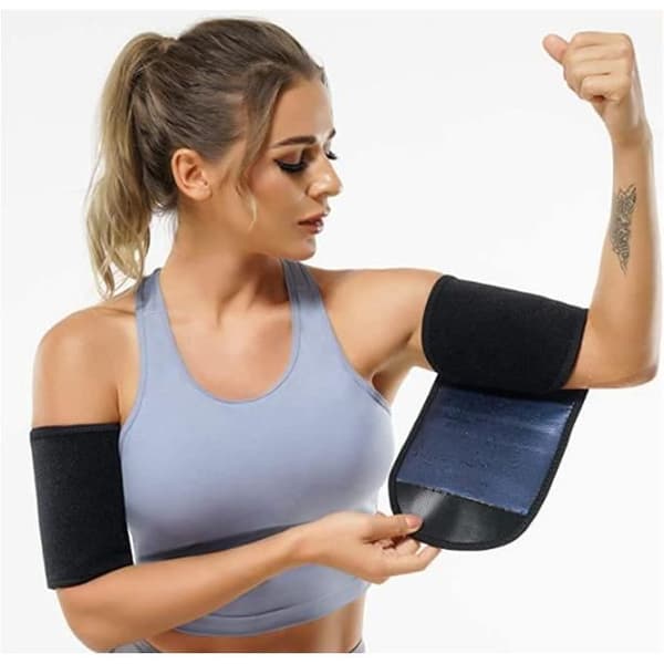 Bantande armbindlar, svettband, bantande gördel, kompressionsärm, justerbar armbindel (blå)