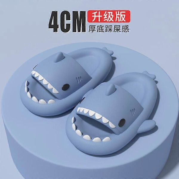 Haj Slides Barn Vuxen Kvinnor Män Hajtofflor - Cloud Shark Slide Strand Sandaler Unisex Kudde Hustomte, 100% Nya blue 38-39