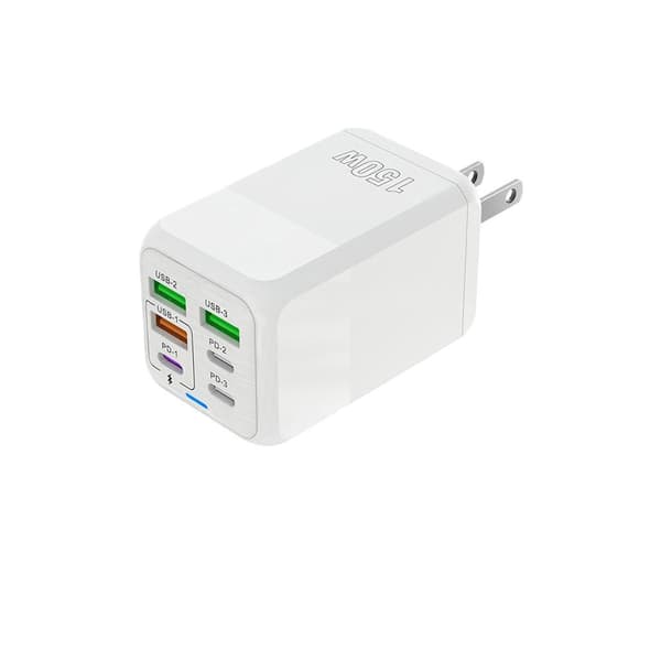 150W fullprotokoll superrask ladehode, multi-port lader, multi-funksjonsadapter for skrivebord White