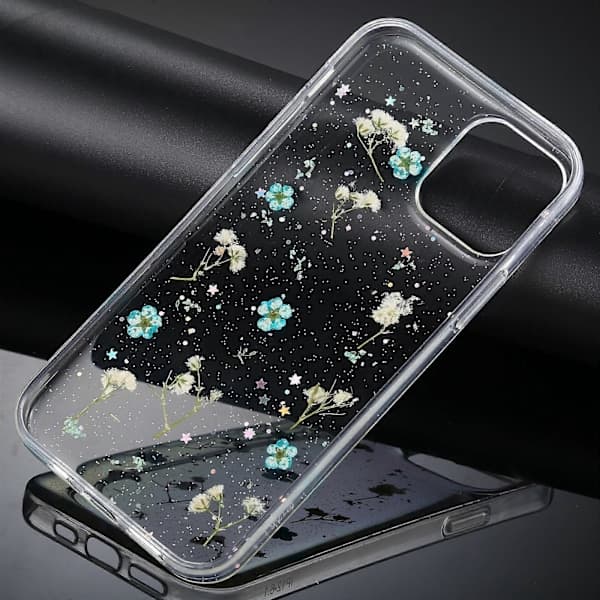 Gypsophila Blommönster TPU Skyddsfodral för iPhone 12 mini
