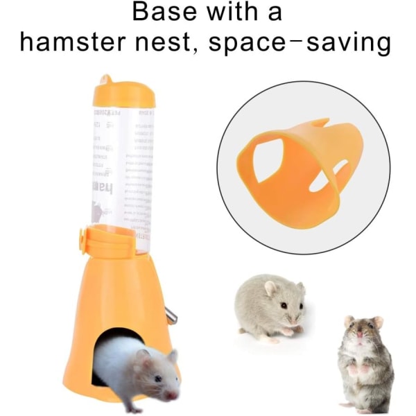 Hamster Vandflaske Automatisk Foder Vand og Mad Dispenser til Små Dyr, Marsvin, Spis, Kanin, Dværg, Gerbil, Chinchilla, 125ml, Gul
