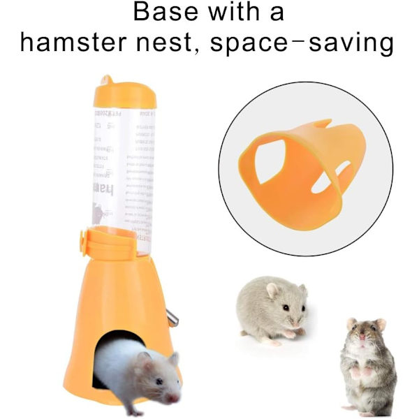 Hamster Vannflaske Automatisk Mater Vann og Mat Dispenser for Små Dyr, Marsvin, Spis, Kanin, Dverg, Gerbil, Chinchilla, 125ml, Gul