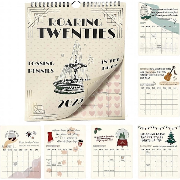 2025 Roaring Twenties Kalender, 2025 TS Lyrics Kalender, Taylors Kalender 2025, Väggkalender Rolig Kalender Julgåvor 2PCS