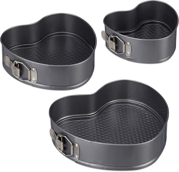 Sockerkaka, hjärtformad, set med 2 ugnsformar, non-stick, kolstål, antracit