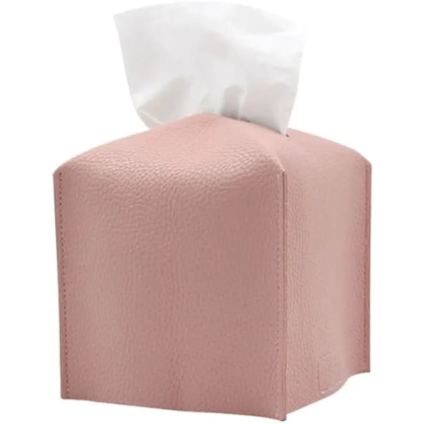 Firkant Tissue Box Holder, Læder Tissue Box Cover, Dekoration Tissue Papir Holder Serviet Dispenser, Restaurant, Hjem, Kontor, Hotel, Bil (Pink)