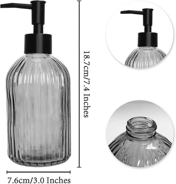 2-pak Glas Sæbedispensere, 400 ml Pumpeflaske Dispenser, Genopfyldelig Håndsæbedispenserflaske til Badeværelse, Vaskerum