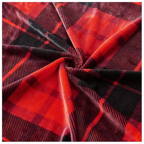 Fleece plaid til seng eller sofa, helårs ternet flannel plaid 150 x 200 cm, rød