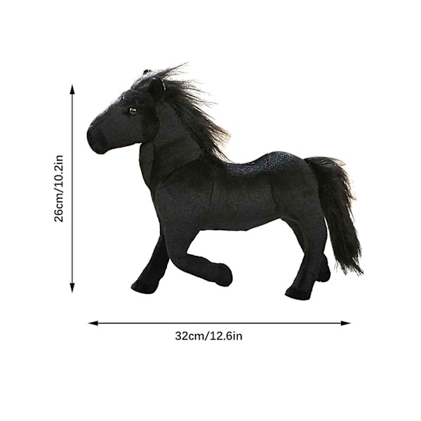 Simuleret Hest Dukke Plyslegetøj Hvid Hest Brun Hest Julegave Sofa Møbel Dekoration Black