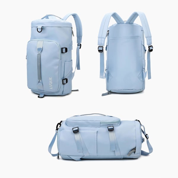 Gymtaske til Kvinder Sportstaske Rejsetaske Weekender Overnight Taske med Skoafdeling Light blue