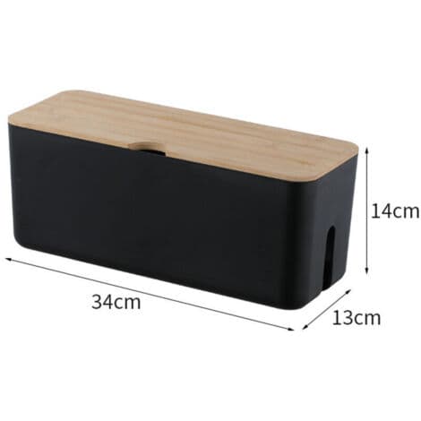 Kabelbox 34x13x14cm – Brandhämmande ABS – Ventilationsöppningar för säkerhet – Halkfria gummifötter