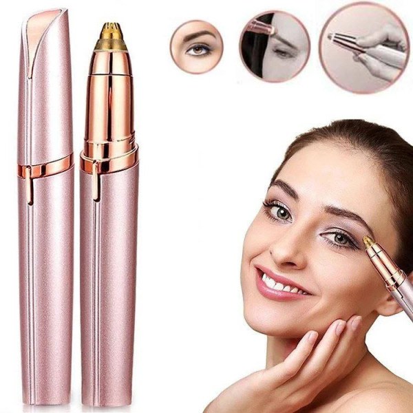 Trimmer med LED for øyenbryn/nesehår/ansiktshår/bikini Roségull